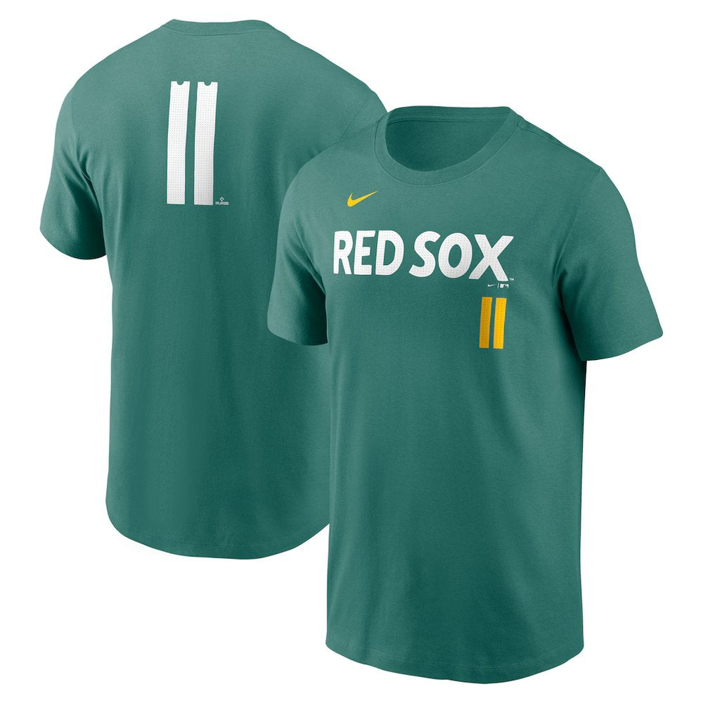Men's Boston Red Sox #11 Rafael Devers Green 2025 City Connect Fuse Name & Number T-Shirt