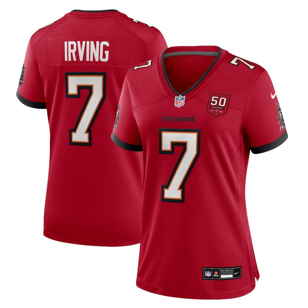 Women's Tampa Bay Buccaneers #7 Bucky Irving Red 50th Anniversary Game Jersey
