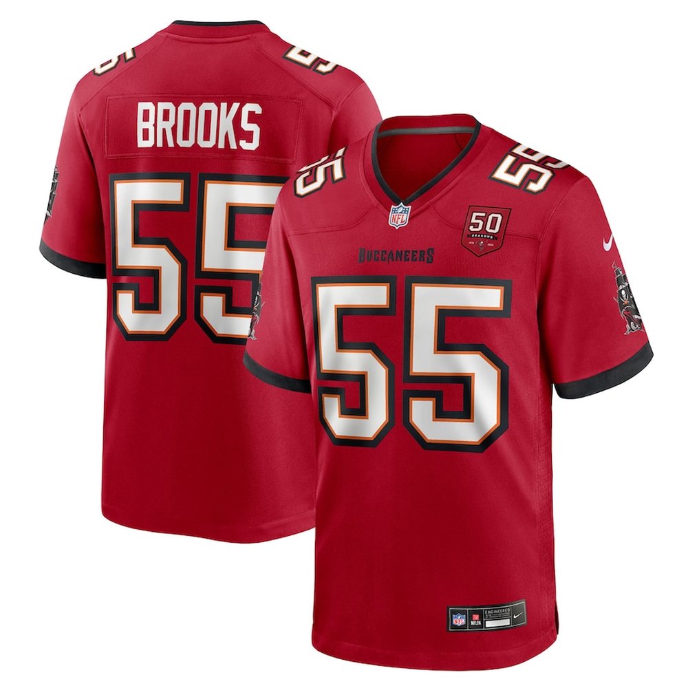 Men's Tampa Bay Buccaneers #55 Derrick Brooks Red 50th Anniversary Game Jersey
