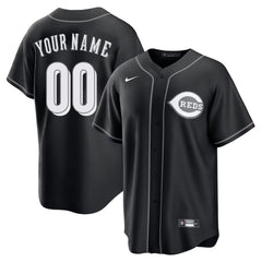 Men's Cincinnati Reds Custom Black Lights Out Replica Jersey