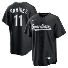 Youth Cleveland Guardians #11 Jose Ramirez Black Lights Out Replica Player Jersey