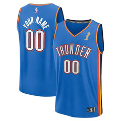 Men's Oklahoma City Thunder Fanatics Blue 2025 NBA Finals Champions Fast Break Replica Custom Icon Edition Jersey