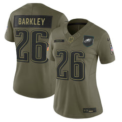 Women's Philadelphia Eagles #26 Saquon Barkley Olive 2025 Salute to Service Limited Jersey