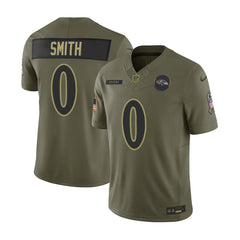 Men's Baltimore Ravens #0 Roquan Smith Olive 2025 Salute to Service Retired Limited Jersey