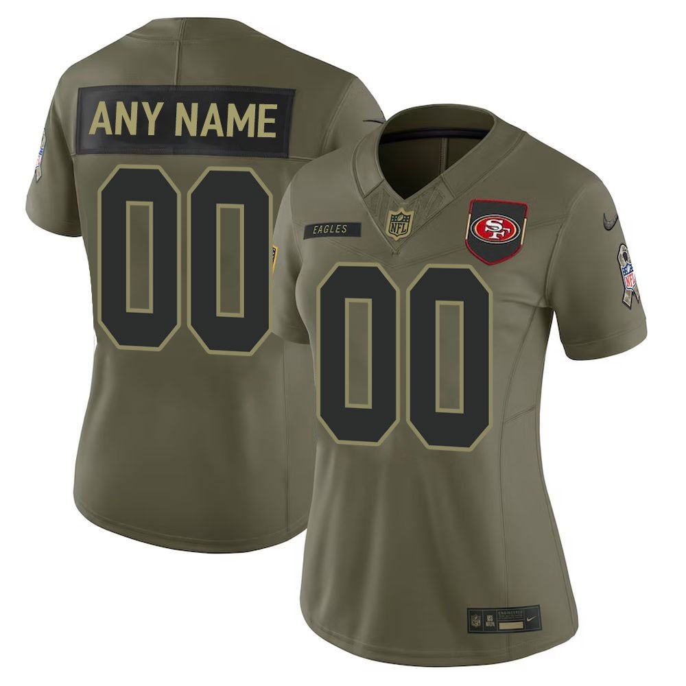 Women's San Francisco 49ers Custom Olive 2025 Salute to Service Retired Limited Jersey
