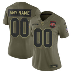 Women's San Francisco 49ers Custom Olive 2025 Salute to Service Retired Limited Jersey