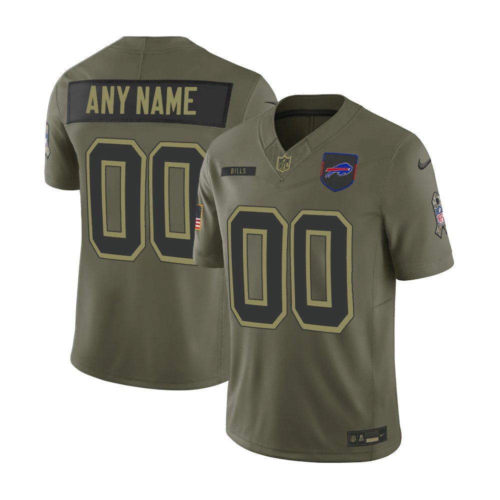 Youth's Buffalo Bills Custom Olive 2025 Salute to Service Retired Limited Jersey