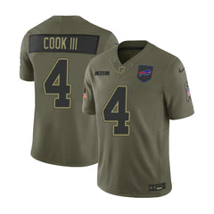 Youth's Buffalo Bills #4 James Cook Olive 2025 Salute to Service Retired Limited Jersey