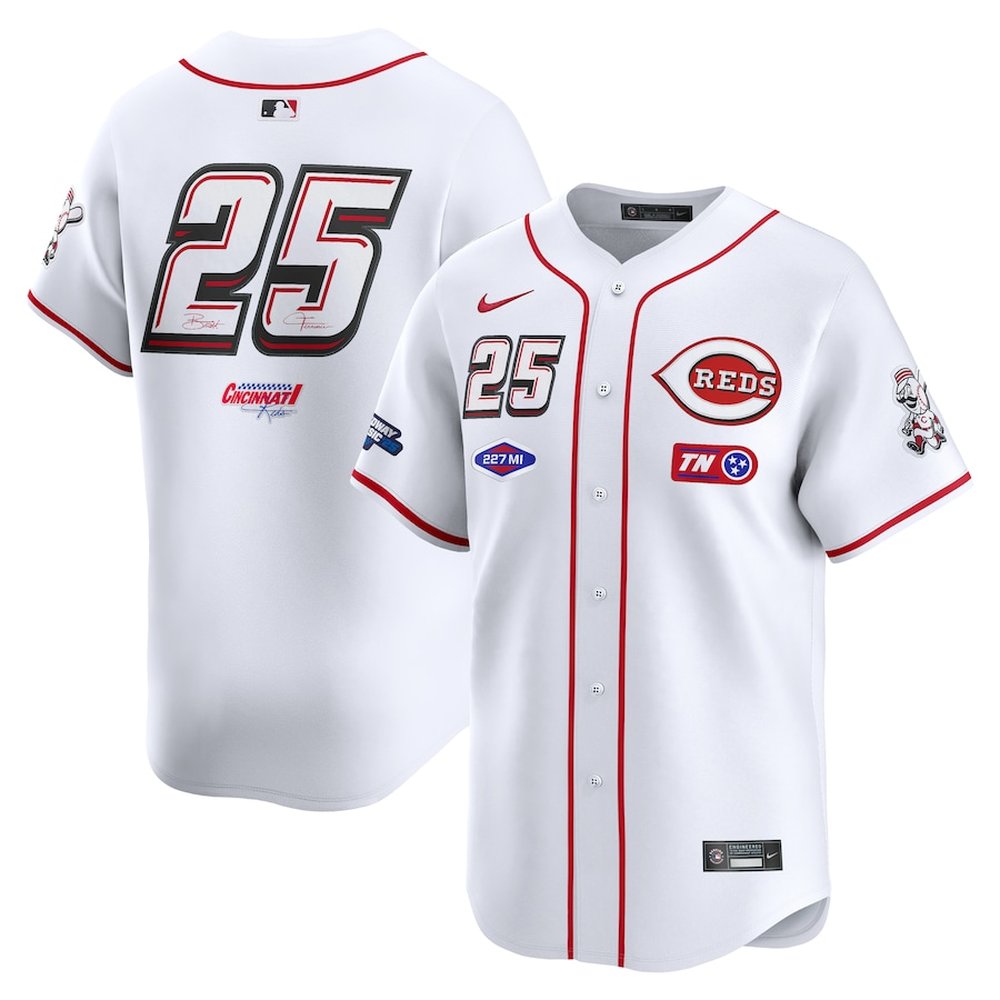 Youth Cincinnati Reds #25 White 2025 MLB Speedway Classic Home Limited Jersey