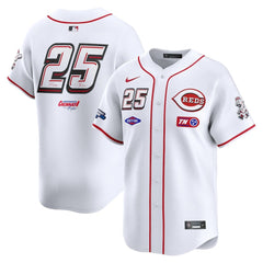 Youth Cincinnati Reds #25 White 2025 MLB Speedway Classic Home Limited Jersey