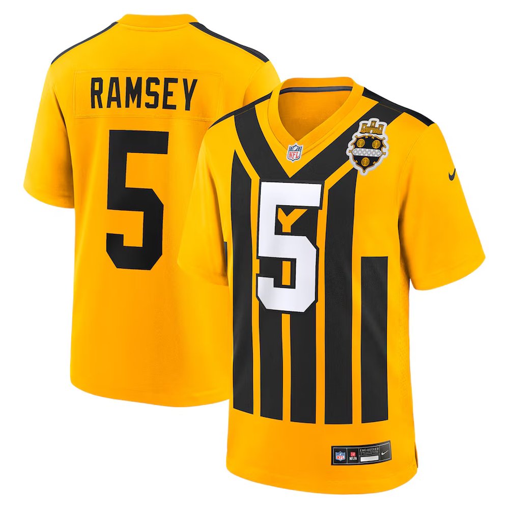 Youth Pittsburgh Steelers #5 Jalen Ramsey Gold Alternate 1933 Throwback Game Jersey
