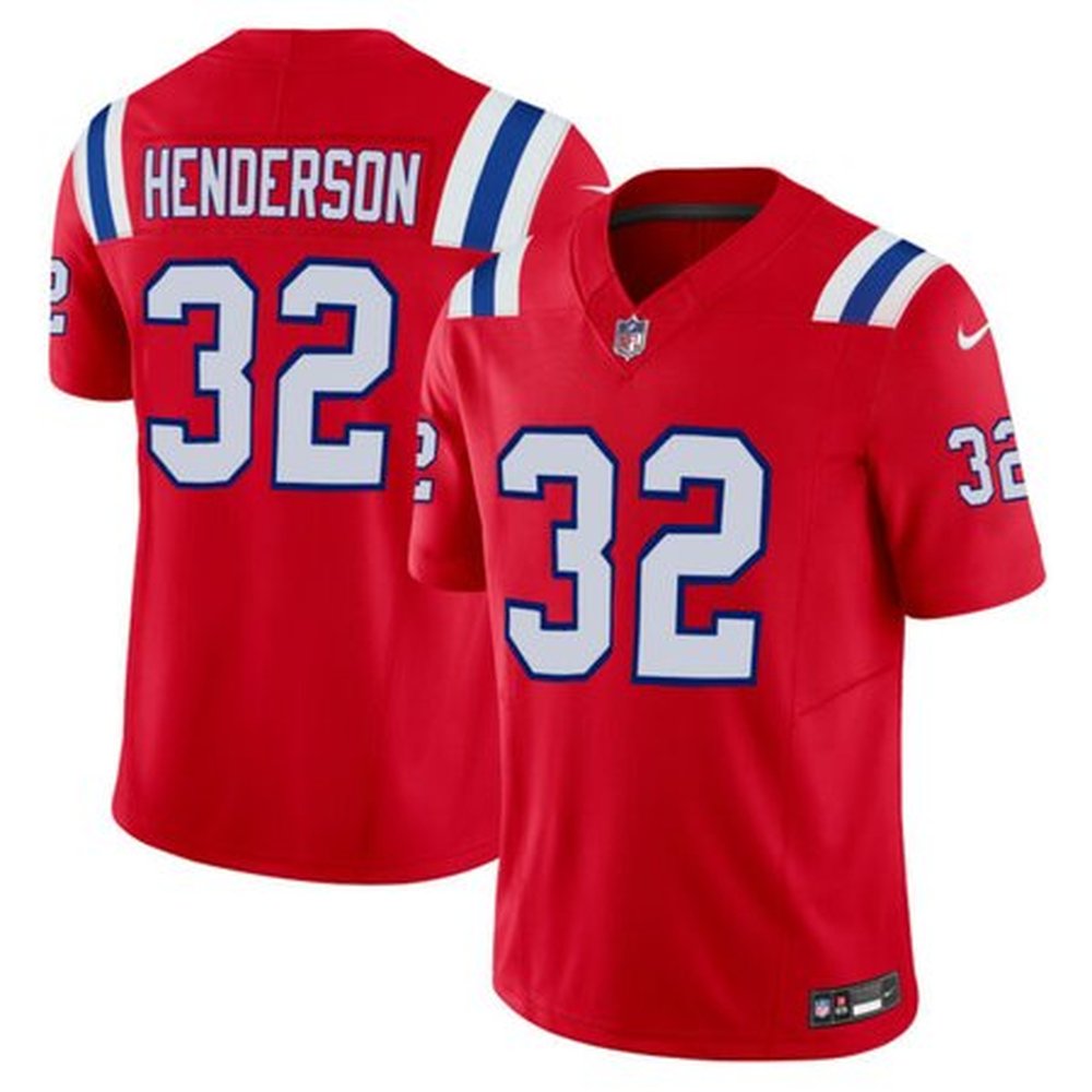 Youth New England Patriots #32 TreVeyon Henderson Red 2025 NFL Draft F.U.S.E. Vapor Limited Jersey
