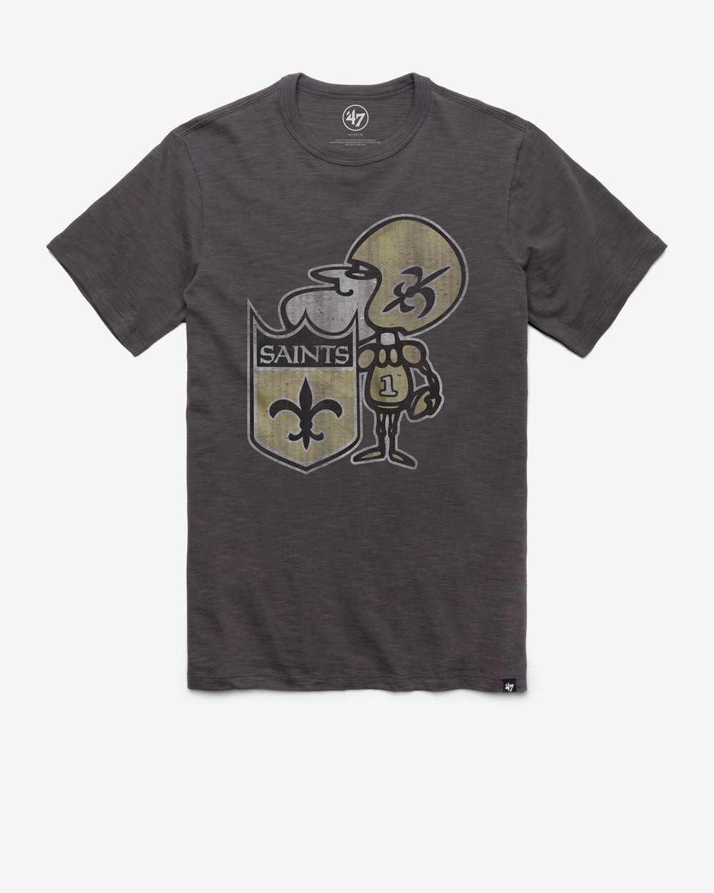 NEW ORLEANS SAINTS HISTORIC GRIT '47 SCRUM TEE CHARCOAL