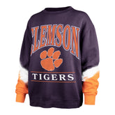 CLEMSON TIGERS SLEEVE DYE '47 BOYFRIEND CREW WOMENS REGENT PURPLE