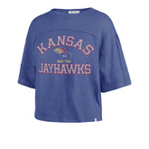 KANSAS JAYHAWKS VINTAGE HALF MOON '47 STEVIE CROP TEE WOMENS JETTY BLUE