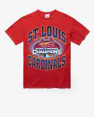 ST. LOUIS CARDINALS COOPERSTOWN WORLD SERIES LOCKER VINTAGE '47 TUBULAR TEE DT RED