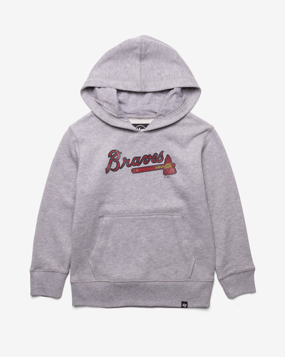 ATLANTA BRAVES DISTRESSED IMPRINT '47 HEADLNE HOOD KIDS SLATE GREY