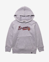ATLANTA BRAVES DISTRESSED IMPRINT '47 HEADLNE HOOD KIDS SLATE GREY