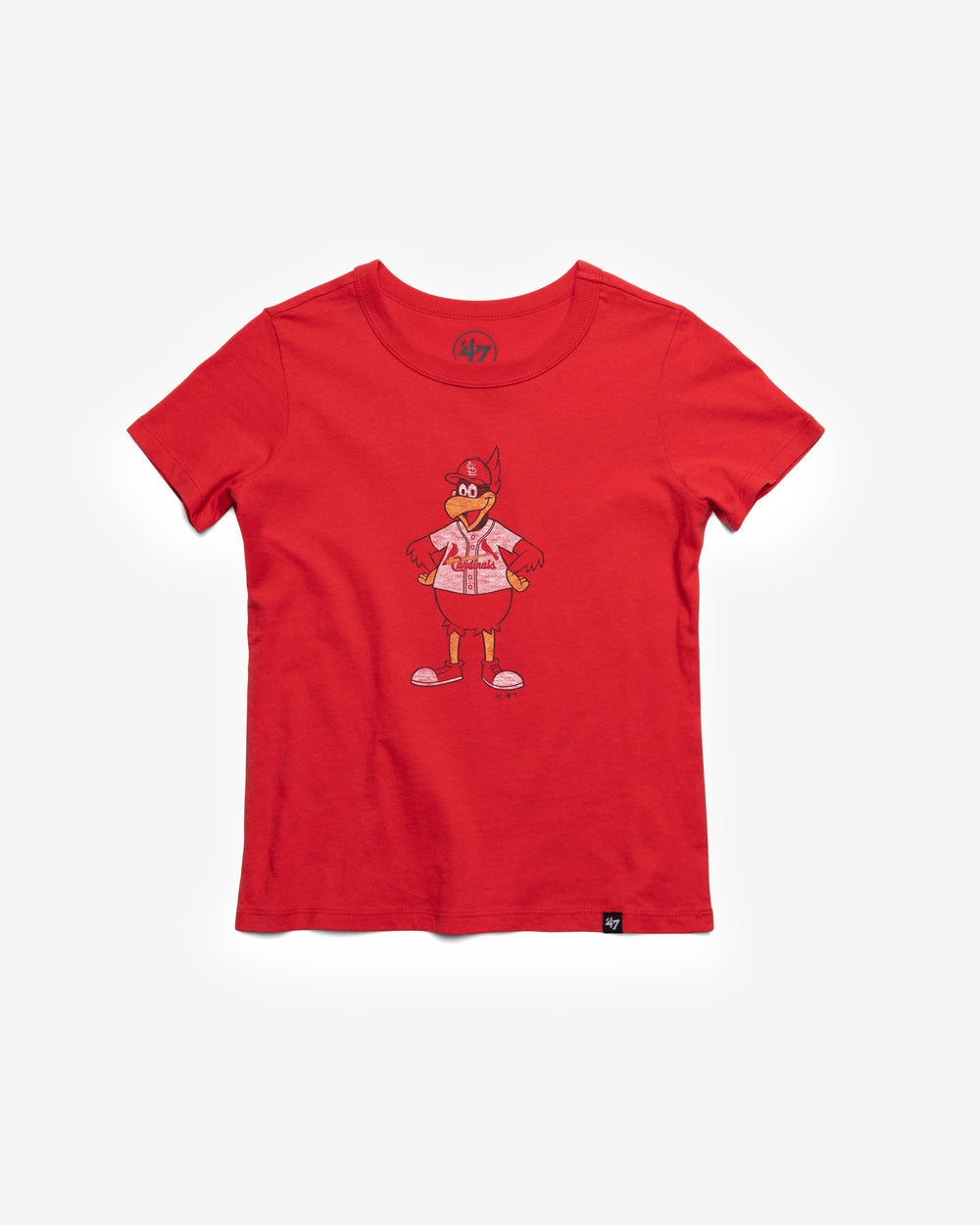 ST. LOUIS CARDINALS MASCOT PREMIER '47 FRANKLIN TEE KIDS RACER RED