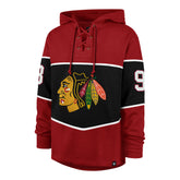 CHICAGO BLACKHAWKS CONNOR BEDARD '47 RUN POINT LACER HOOD RED