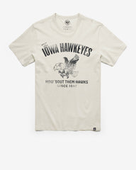 IOWA HAWKEYES VINTAGE WIDE OPEN '47 FRANKLIN TEE DUNE