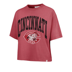 CINCINNATI REDS COOPERSTOWN SHALE '47 MONTAUK CROP TEE WOMENS DUSTED CAYENNE