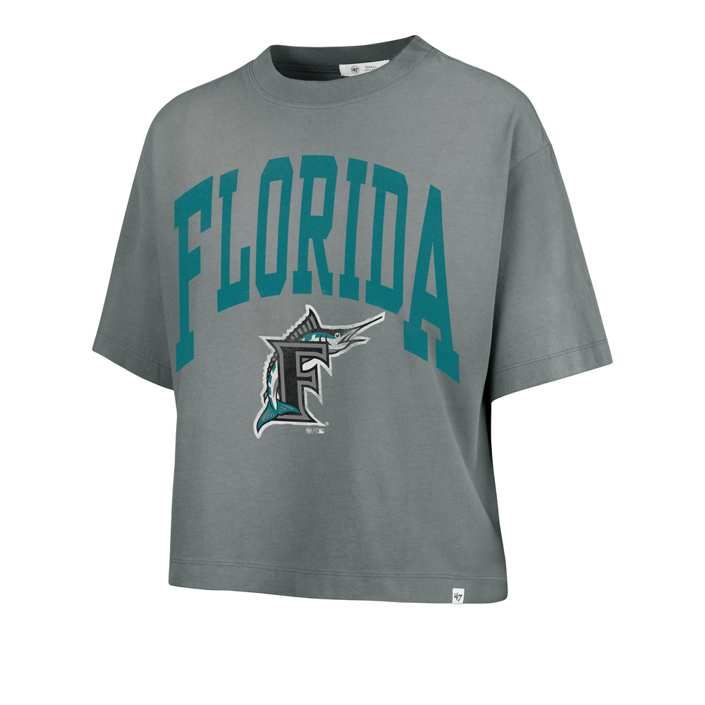 MIAMI MARLINS COOPERSTOWN SHALE '47 MONTAUK CROP TEE WOMENS DUSTED DARK GRAY
