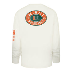 MIAMI HURRICANES TIDE SWEEP MONTAUK '47 FOUNDATION LONG SLEEVE TEE SANDSTONE