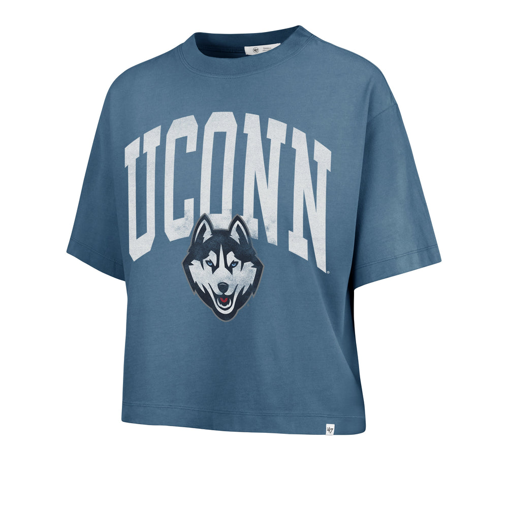 CONNECTICUT HUSKIES UCONN SHALE '47 MONTAUK CROP TEE WOMENS DUSTED TIMBER BLUE