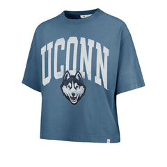CONNECTICUT HUSKIES UCONN SHALE '47 MONTAUK CROP TEE WOMENS DUSTED TIMBER BLUE