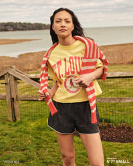 CONNECTICUT HUSKIES UCONN SHALE '47 MONTAUK CROP TEE WOMENS DUSTED TIMBER BLUE