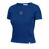 CHICAGO CUBS MICRO EMB '47 BABY RIB TEE WOMENS ROYAL
