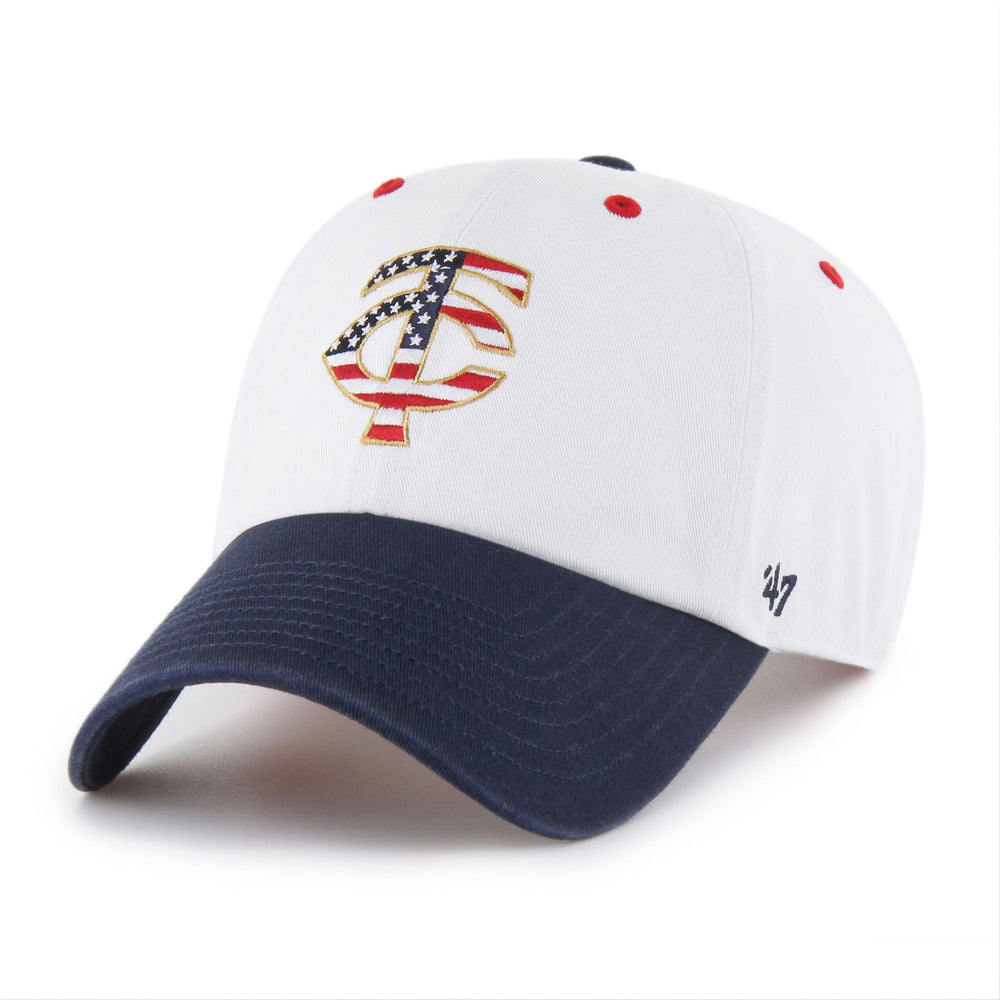 MINNESOTA TWINS PATRIOTIC FLAG FILL '47 CLEAN UP WHITE