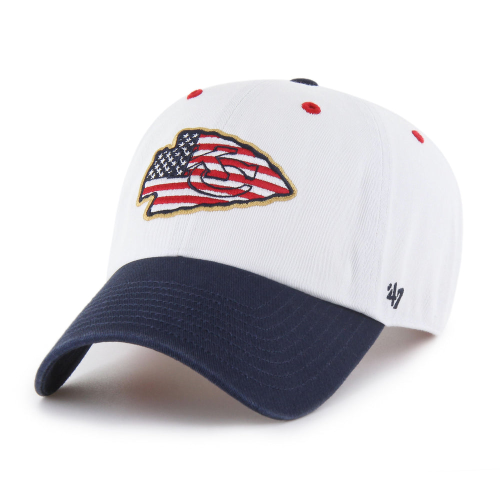 KANSAS CITY CHIEFS PATRIOTIC FLAG FILL '47 CLEAN UP WHITE