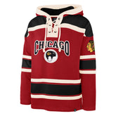 CHICAGO BLACKHAWKS CHIN STRAP SUPERIOR '47 LACER HOOD RED