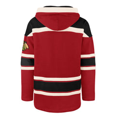 CHICAGO BLACKHAWKS CHIN STRAP SUPERIOR '47 LACER HOOD RED