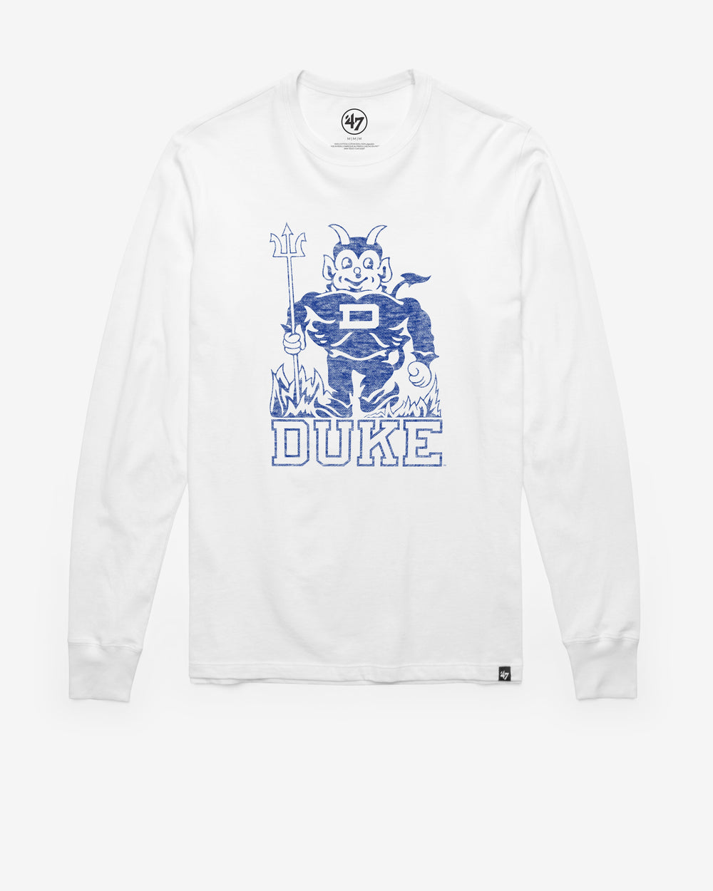 DUKE BLUE DEVILS VINTAGE PREMIER '47 FRANKLIN LONG SLEEVE TEE WHITE WASH