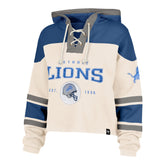 DETROIT LIONS CHOP BLOCK CROPPED '47 SUPERIOR LACER HOOD WOMENS CREAM