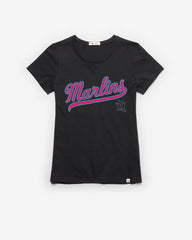 MIAMI MARLINS CITY CONNECT TAIL SWEEP '47 FRANKIE TEE WOMENS FLINT BLACK