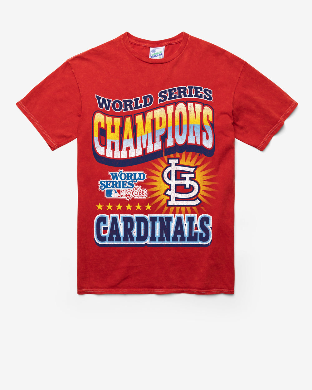 ST. LOUIS CARDINALS COOPERSTOWN WORLD SERIES LOCKER VINTAGE '47 TUBULAR TEE DT RED