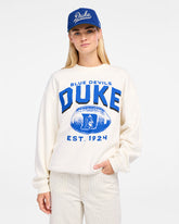 DUKE BLUE DEVILS ARCH CLOUD '47 OVERSIZED CREW WOMENS SANDSTONE