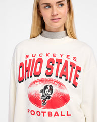OHIO STATE BUCKEYES VINTAGE ARCH CLOUD '47 OVERSIZED CREW WOMENS SANDSTONE