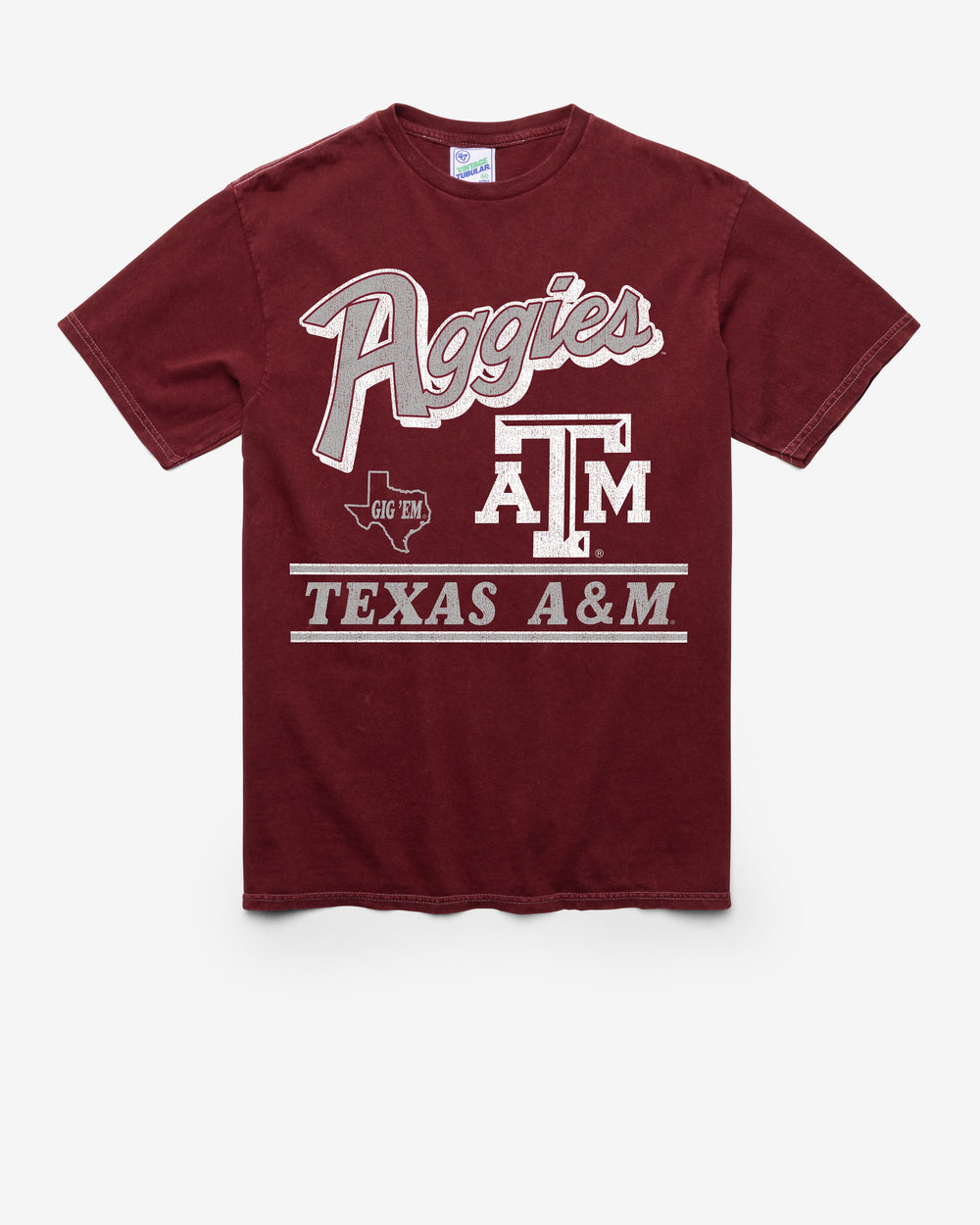 TEXAS A&M AGGIES FLY BY VINTAGE '47 TUBULAR TEE DT GARNET