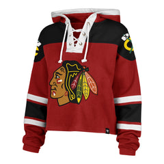 CHICAGO BLACKHAWKS CROPPED SUPERIOR '47 LACER HOOD WOMENS RED