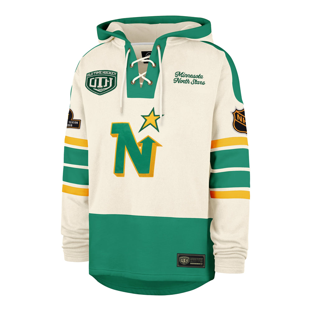 OLD TIME HOCKEY MINNESOTA NORTH STARS / DALLAS STARS VINTAGE PUCK DROP DUAL '47 HERITAGE LACER CREAM