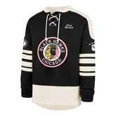 CHICAGO BLACKHAWKS VINTAGE SWEEP CHECK '47 ETERNAL LACER JET BLACK
