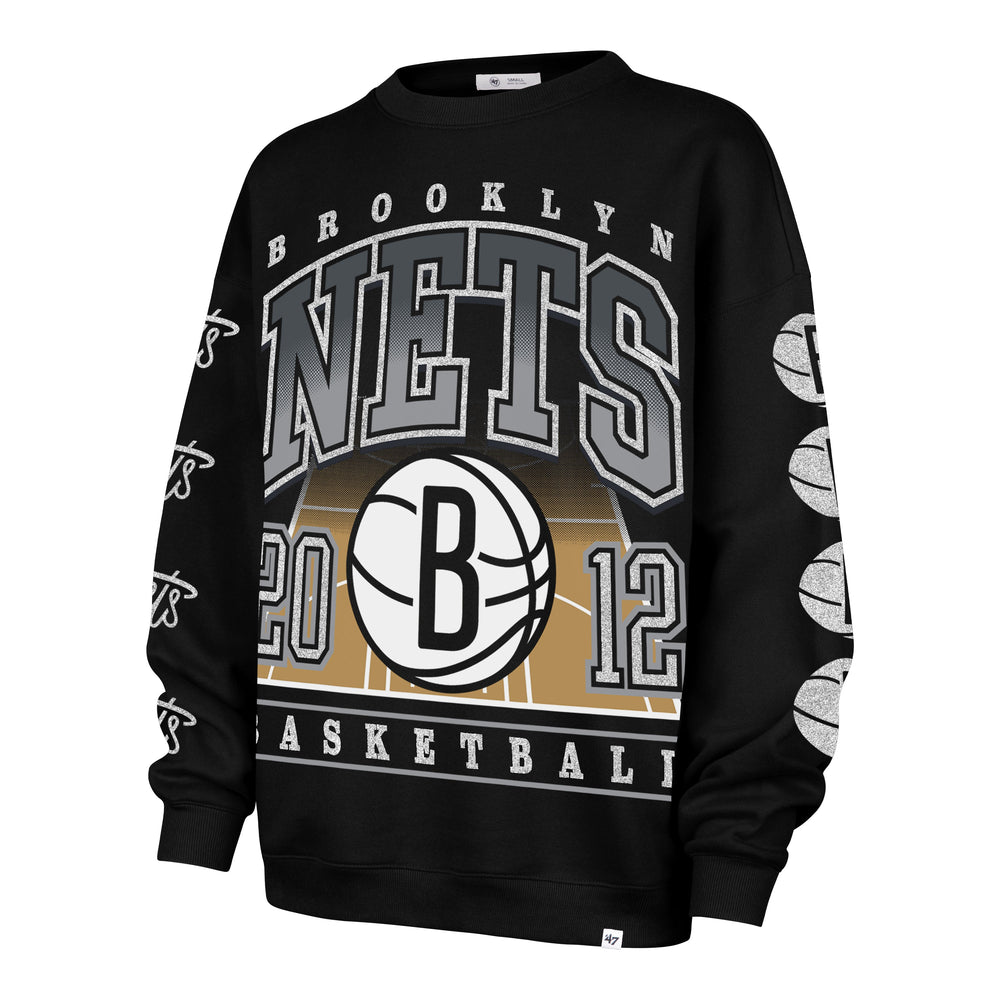BROOKLYN NETS GO BIG '47 OVERSIZED CREW WOMENS JET BLACK