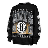 BROOKLYN NETS GO BIG '47 OVERSIZED CREW WOMENS JET BLACK