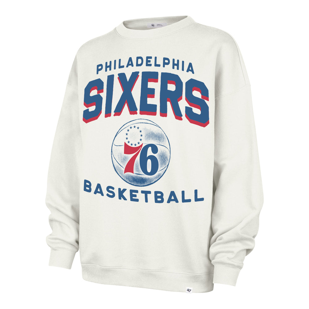 PHILADELPHIA 76ERS ARCH CLOUD '47 OVERSIZED CREW WOMENS SANDSTONE