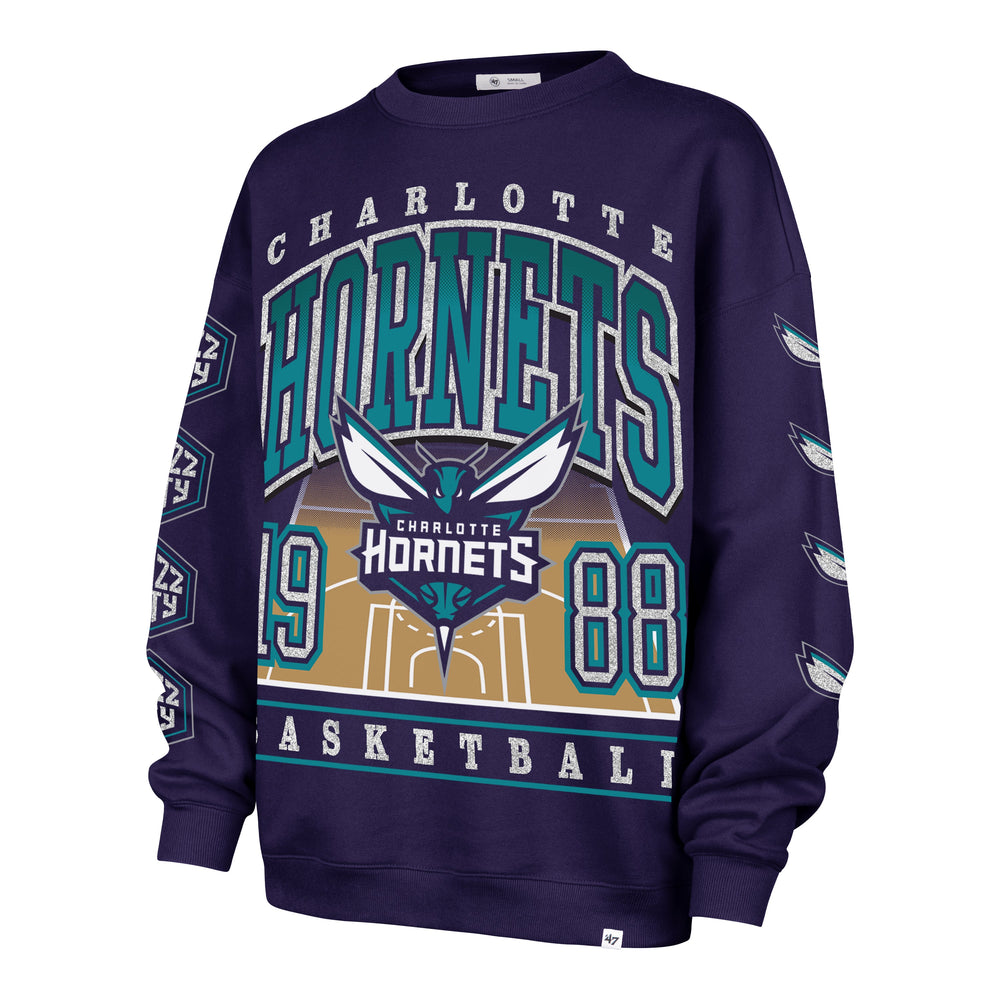 CHARLOTTE HORNETS GO BIG '47 OVERSIZED CREW WOMENS PURPLE